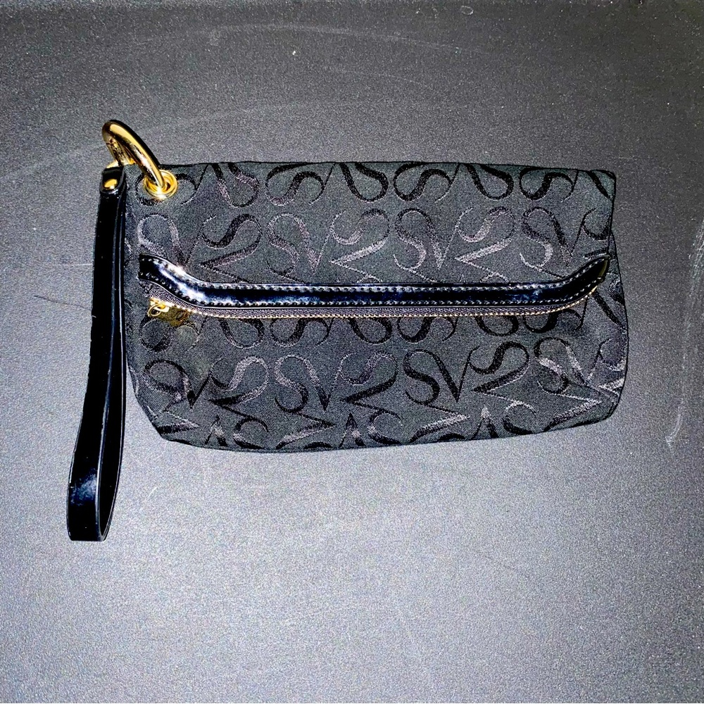 Simply Vera Vera Wang Black VS monogrammed Wristlet